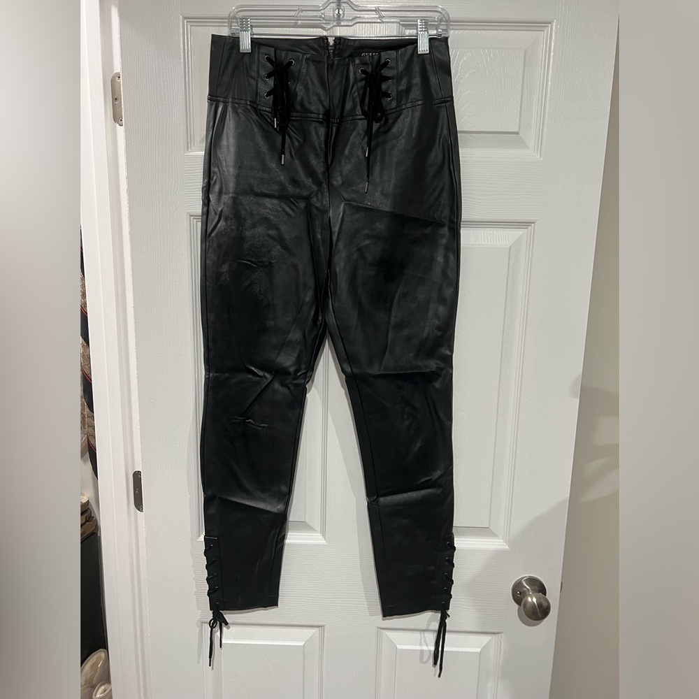 Guess, Lace Detail, Leather Pants
